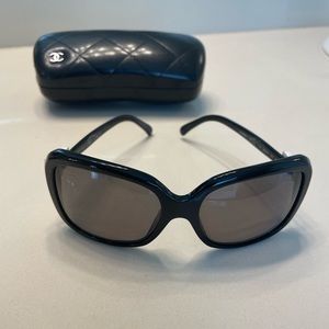 Chanel Black Butterfly White Bow Sunglasses